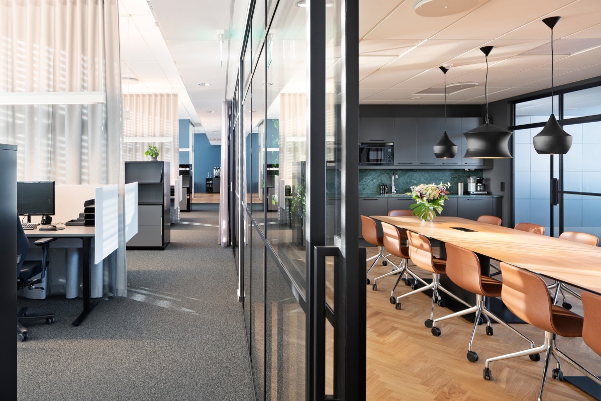 Office desks, conference room and kitchen at the office of Svensk Fastighetsförmedlings