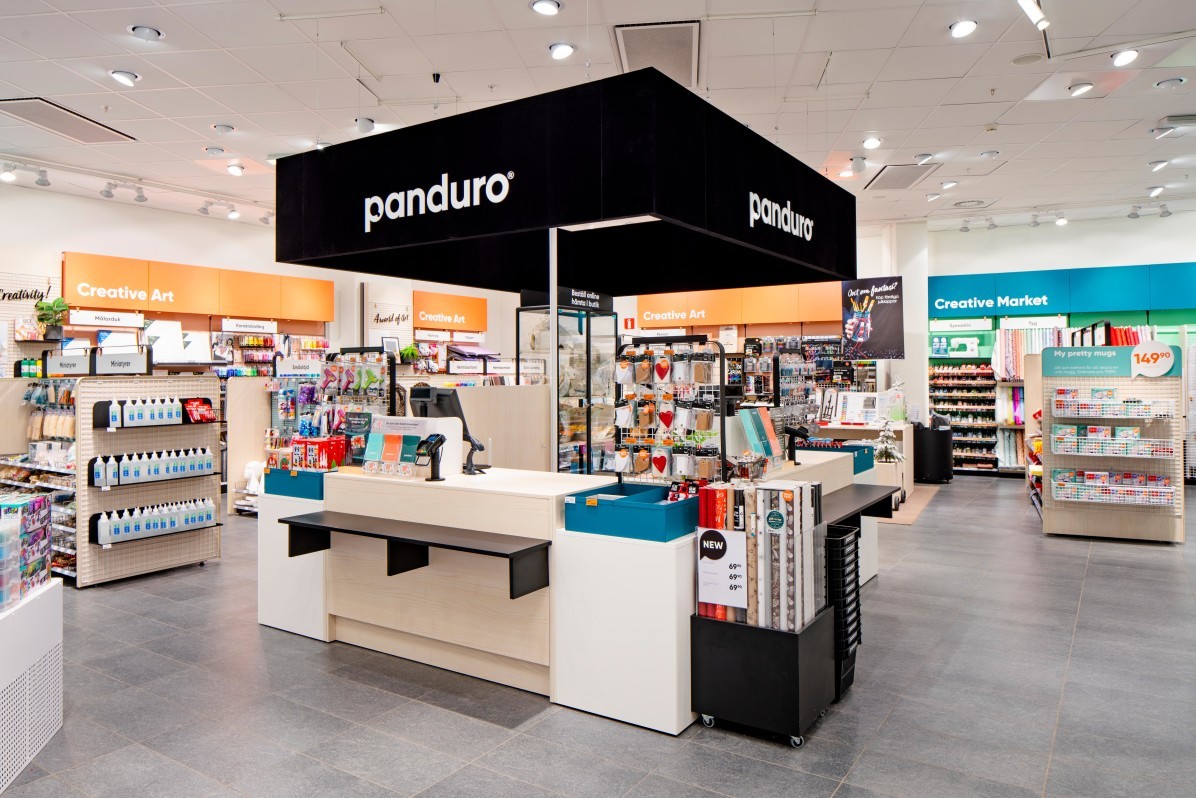 New designed store concept for Panduro in Sickla Köpkvarter. Photographed by interior photographer Mattias Hamrén.