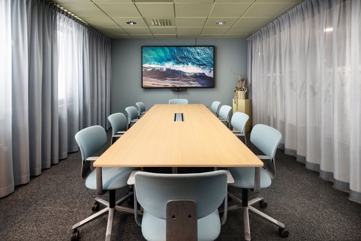 Interior photo of a conference room, designed by Bang Universe