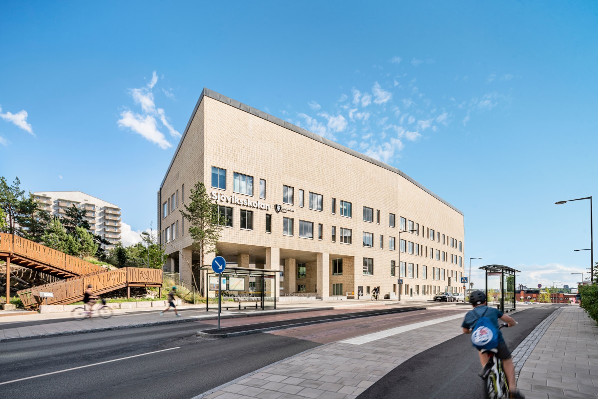 Sjöviksskolan i Årstadal av Max Arkitekter, fotograferad av arkitekturfotograf Mattias Hamrén.