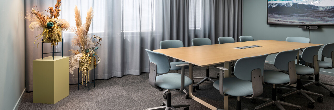 Interior photo of a conference room, designed by Bang Universe