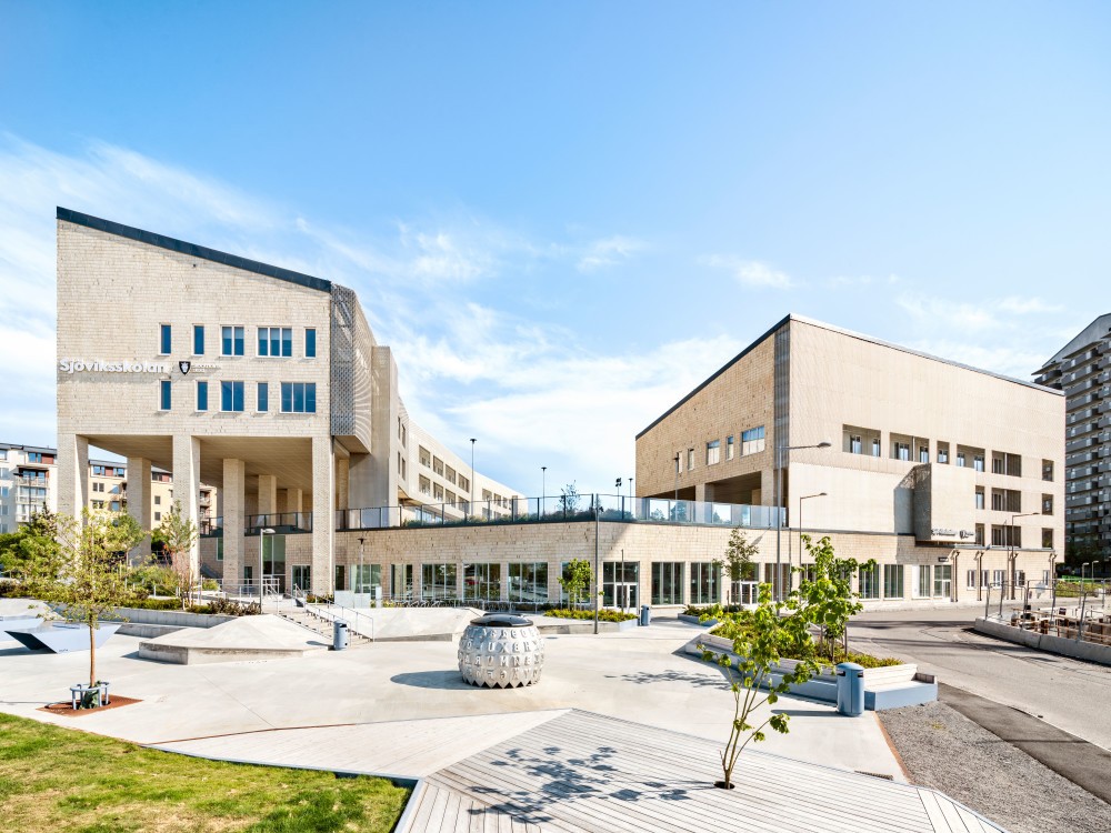 Sjöviksskolan i Årstadal av Max Arkitekter, fotograferad av arkitekturfotograf Mattias Hamrén.Sjöviksskolan in Årstadal by Max Arkitekter, photographed by architectural photographer Mattias Hamrén.